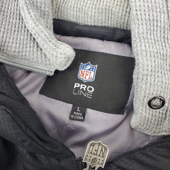 NEW ORLEANS SAINTS Jacket Adult Large Black Gray Hooded Spell Out NFL PRO LINE - Picture 7 of 7